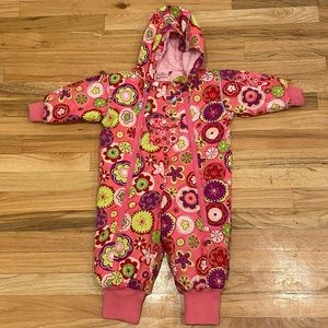 Hanna Andersson Toddler Pink Flowers Snowsuit 18-24M